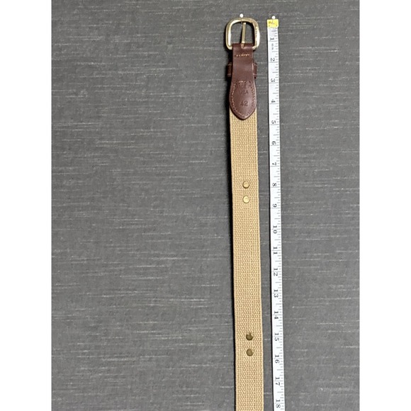 Zep Pro Belt Mens 42 Brown Cotton Canvas Leather Brass Fish Woven‎ USA - Picture 11 of 14
